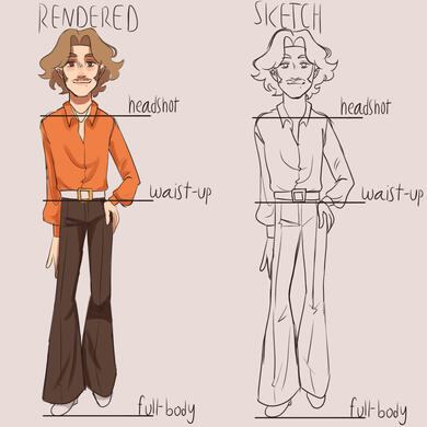 cartoony rendered vs sketch